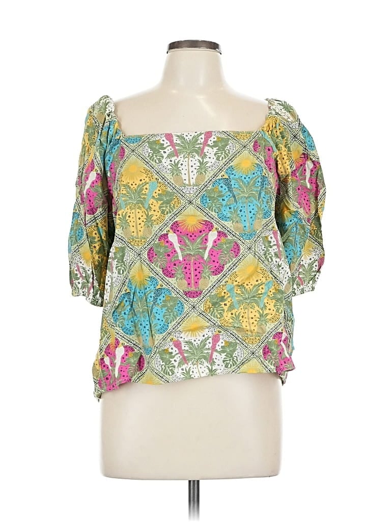 Pre-owned Ann Taylor Loft Short Sleeve Blouse In Green