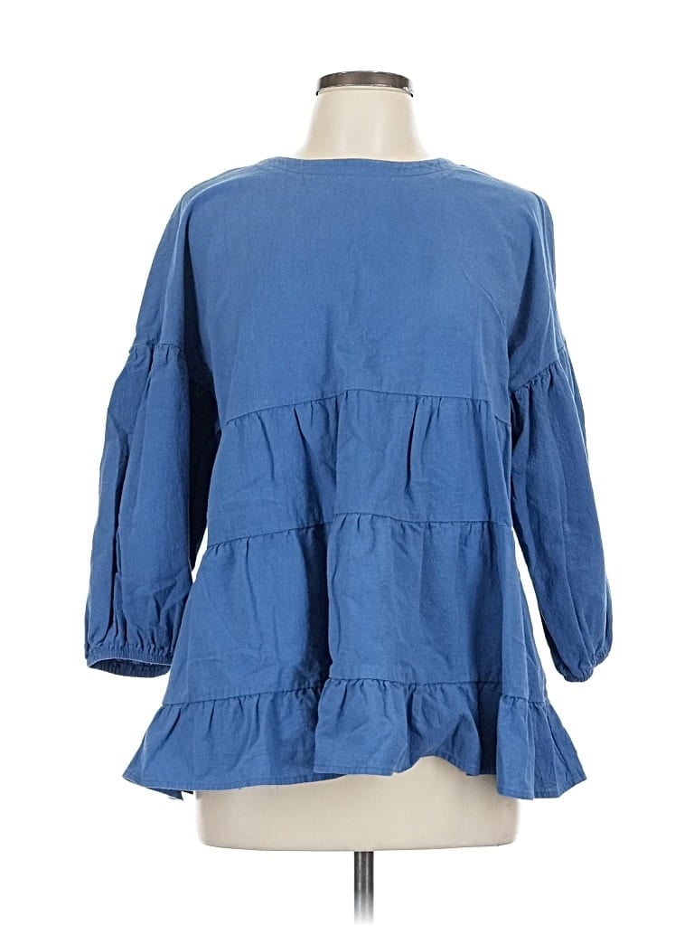 Pre-owned Unbranded Long Sleeve Blouse In Blue