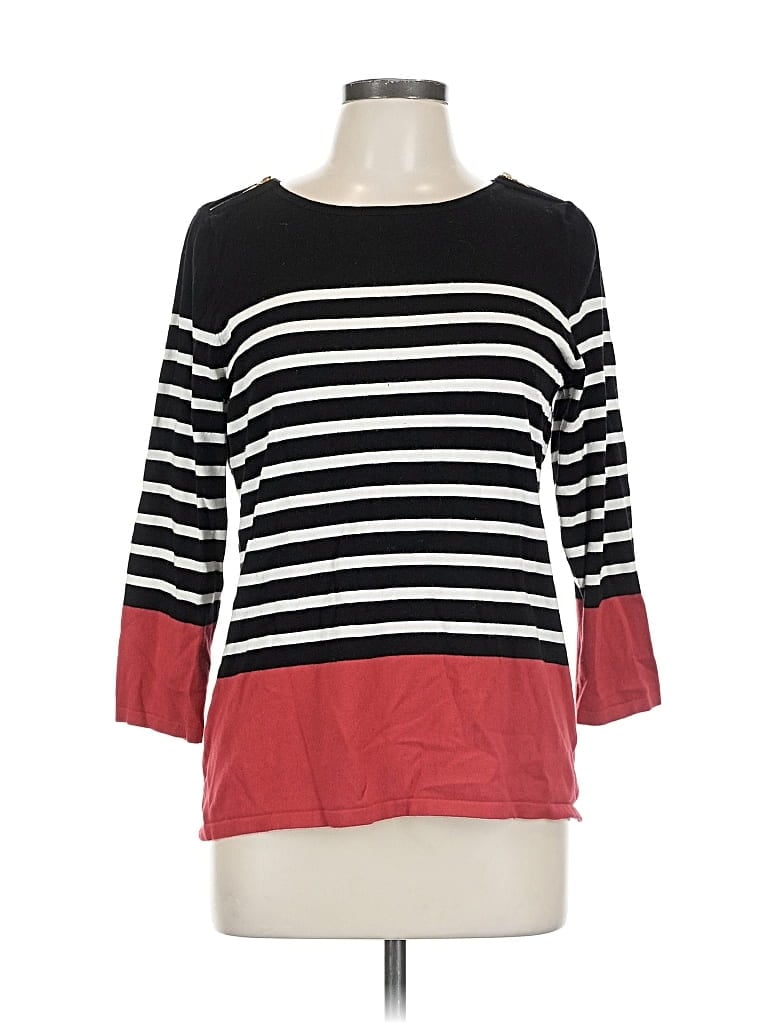 Pre-owned Cable & Gauge Pullover Sweater In Black