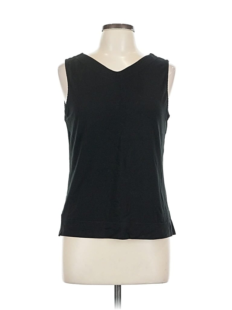 Pre-owned Liz Claiborne Sleeveless Top Black V Neck Tops