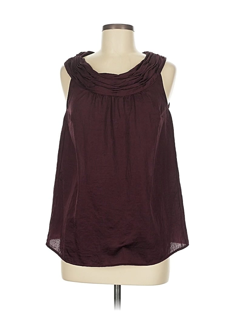 Pre-owned Ann Taylor Loft Sleeveless Blouse In Burgundy