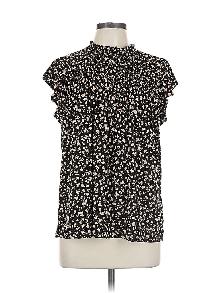 Pre-owned Anne Klein Short Sleeve Turtleneck In Black