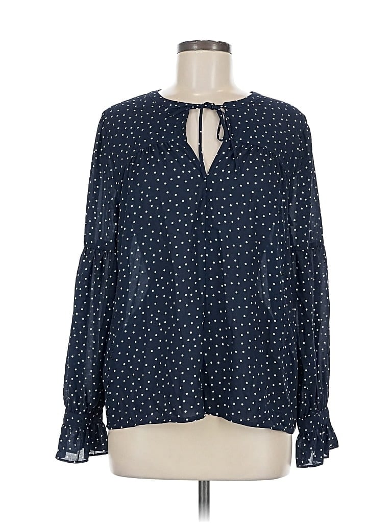 Pre-owned Ann Taylor Loft Long Sleeve Henley Shirt In Blue