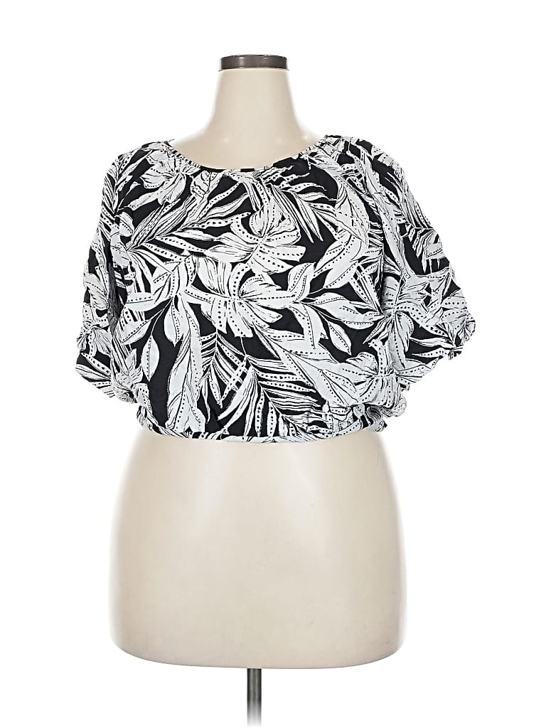 Pre-owned Lane Bryant Short Sleeve Blouse In Silver