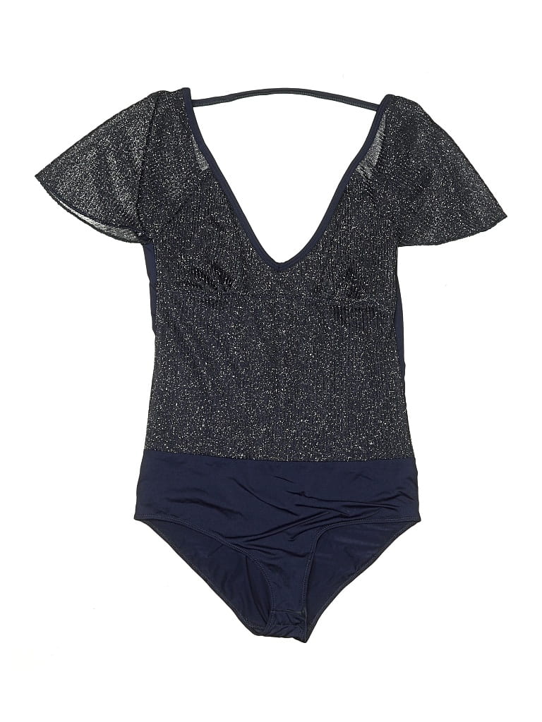 AERIE Pre-owned Short Sleeve Top Blue Plunge Neckline Tops