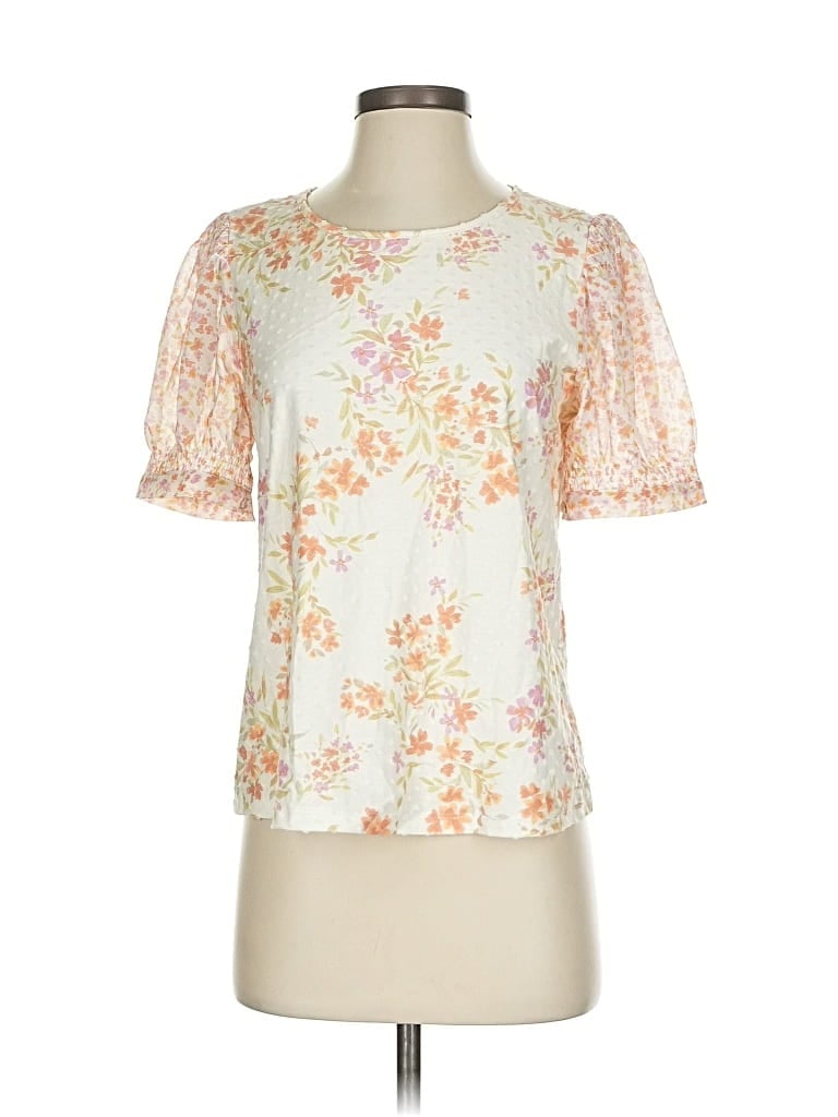 Pre-owned Les Serein Short Sleeve Blouse In White