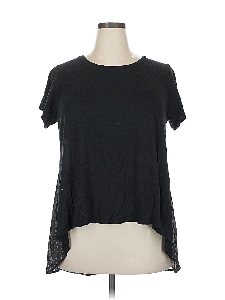 Pre-owned Bobeau Short Sleeve Top Black Keyhole Neckline Tops