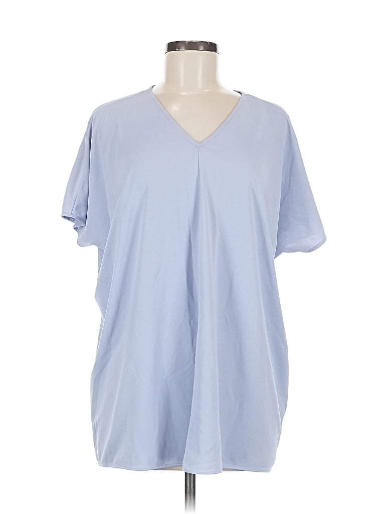 Pre-owned Uniqlo Short Sleeve Blouse In Blue