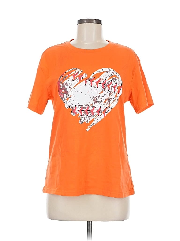 Pre-owned Unbranded Short Sleeve T-shirt In Orange