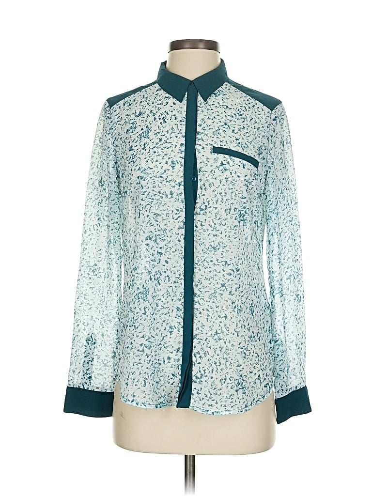 Pre-owned Guess Long Sleeve Blouse In Blue