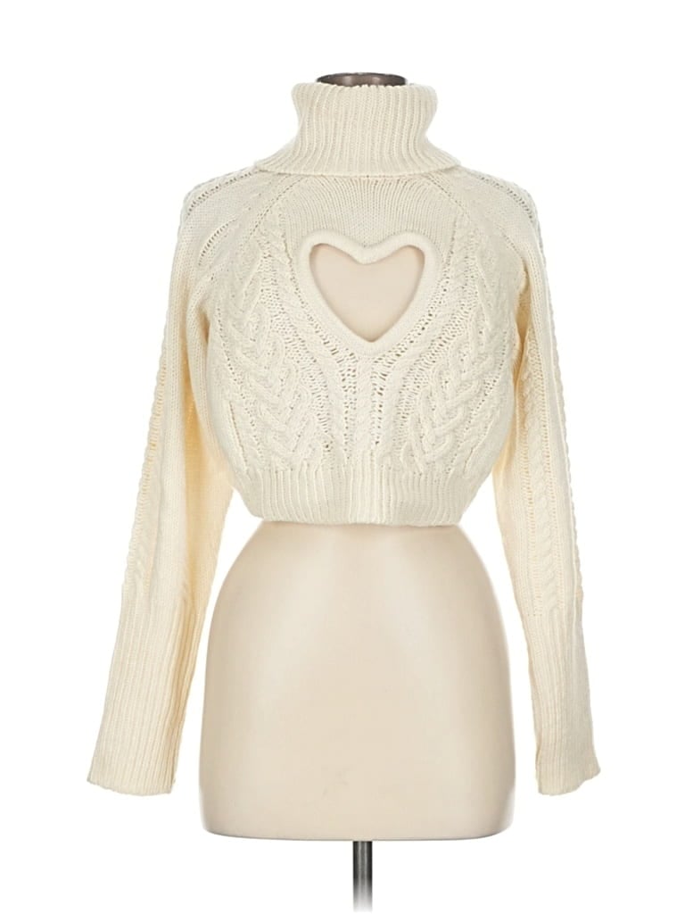 Pre-owned For Love & Lemons Turtleneck Sweater In White