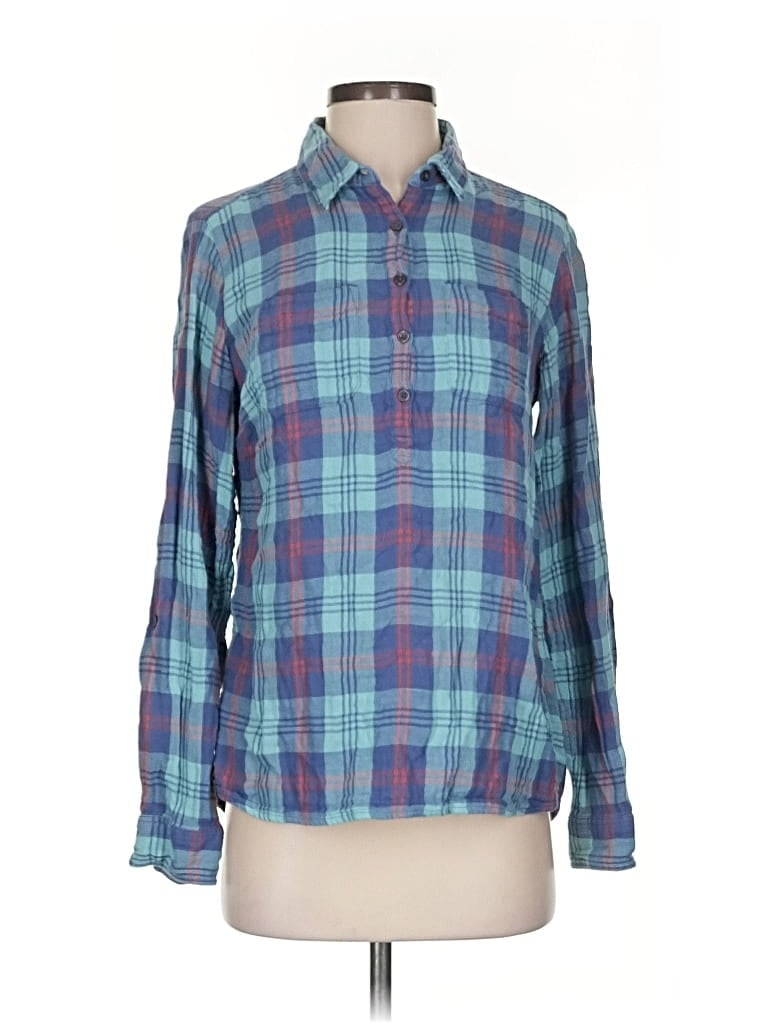 Pre-owned Eddie Bauer Long Sleeve Button Down Shirt In Blue