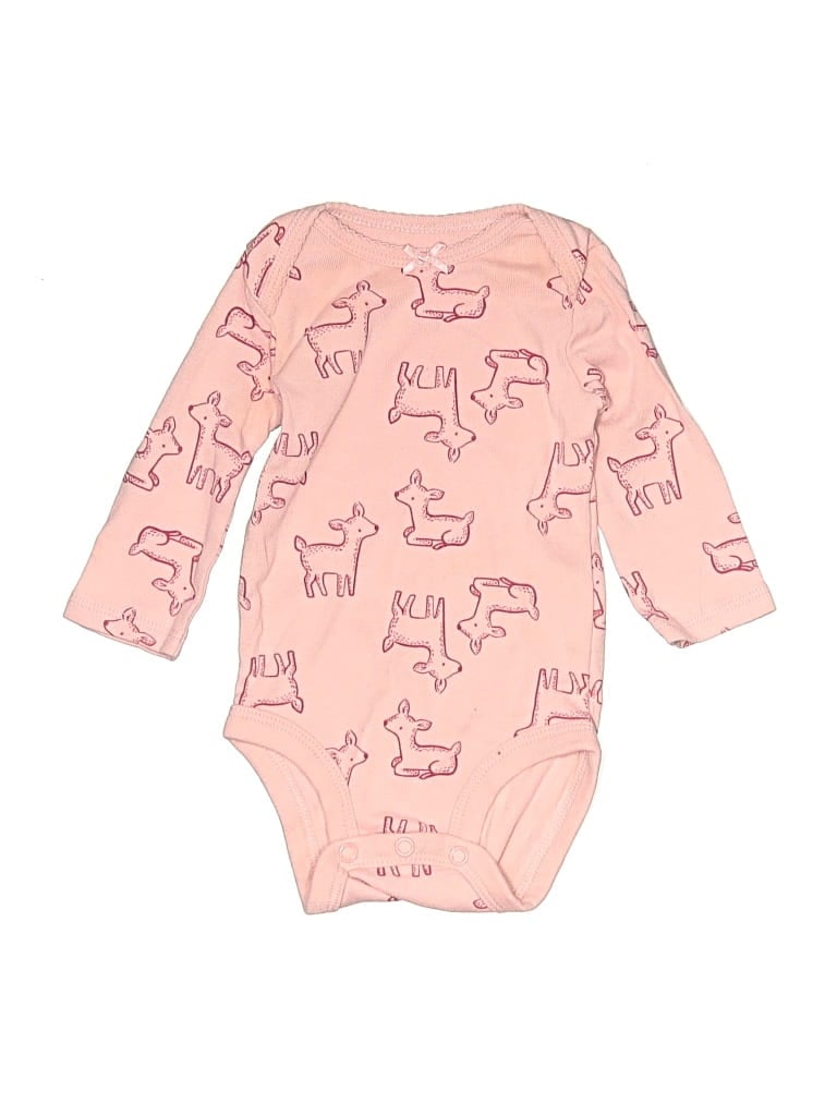 Pre-owned Child Of Mine By Carter's Babies' Long Sleeve Onesie In Pink