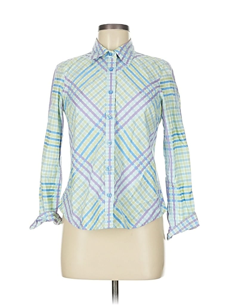 Pre-owned Tommy Hilfiger 3/4 Sleeve Button Down Shirt In Blue