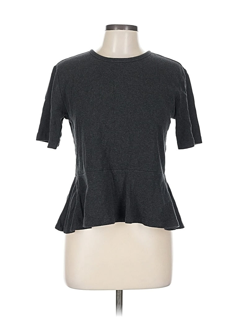 Pre-owned Gap Short Sleeve Top Gray Mock Neckline Tops