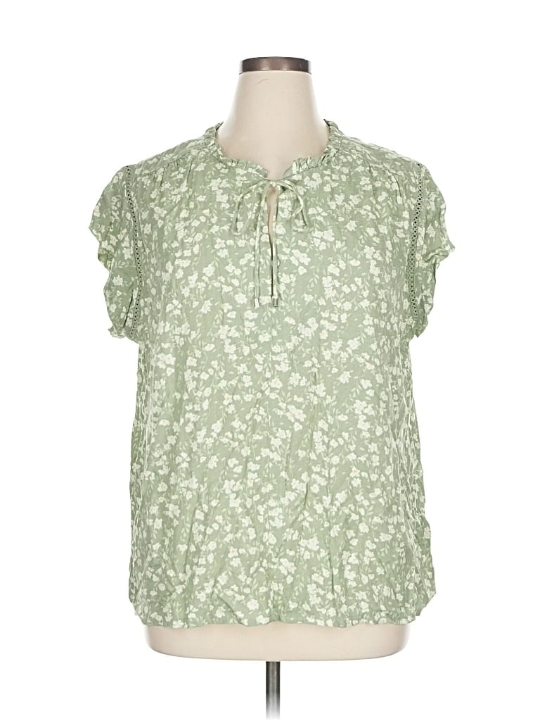 Pre-owned Buffalo By David Bitton Short Sleeve Blouse In Green