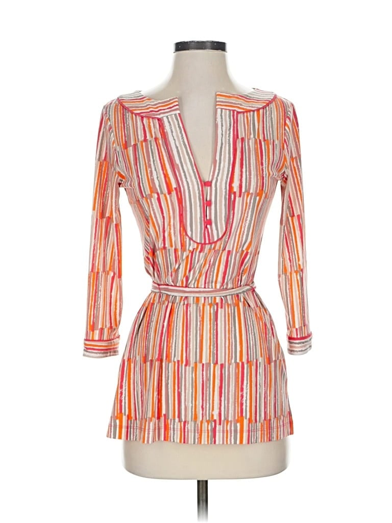 Pre-owned Bcbgmaxazria 3/4 Sleeve Blouse In Orange