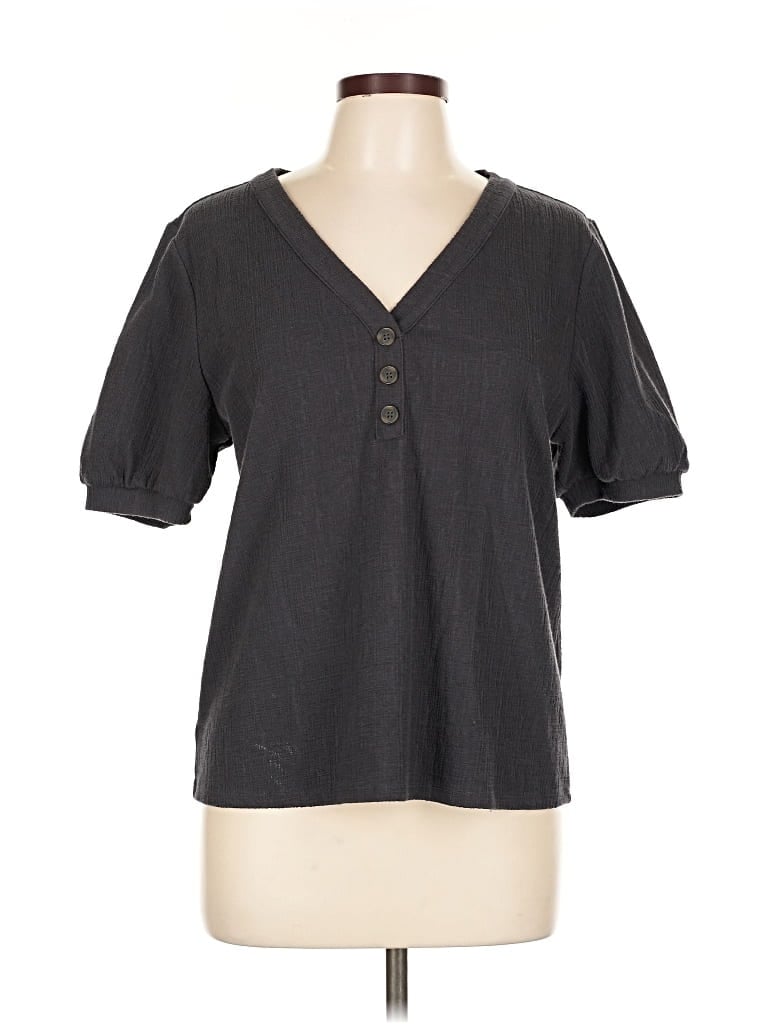 Pre-owned Ann Taylor Loft Outlet Short Sleeve Blouse In Gray