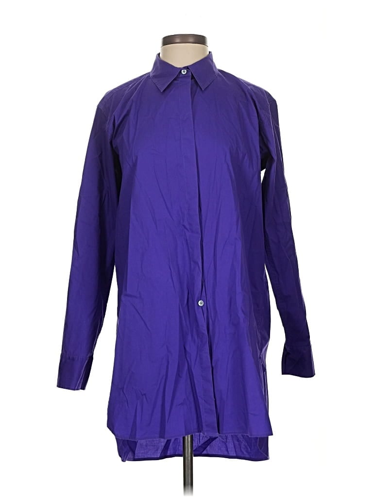 Pre-owned Donna Karan 3/4 Sleeve Button Down Shirt In Purple