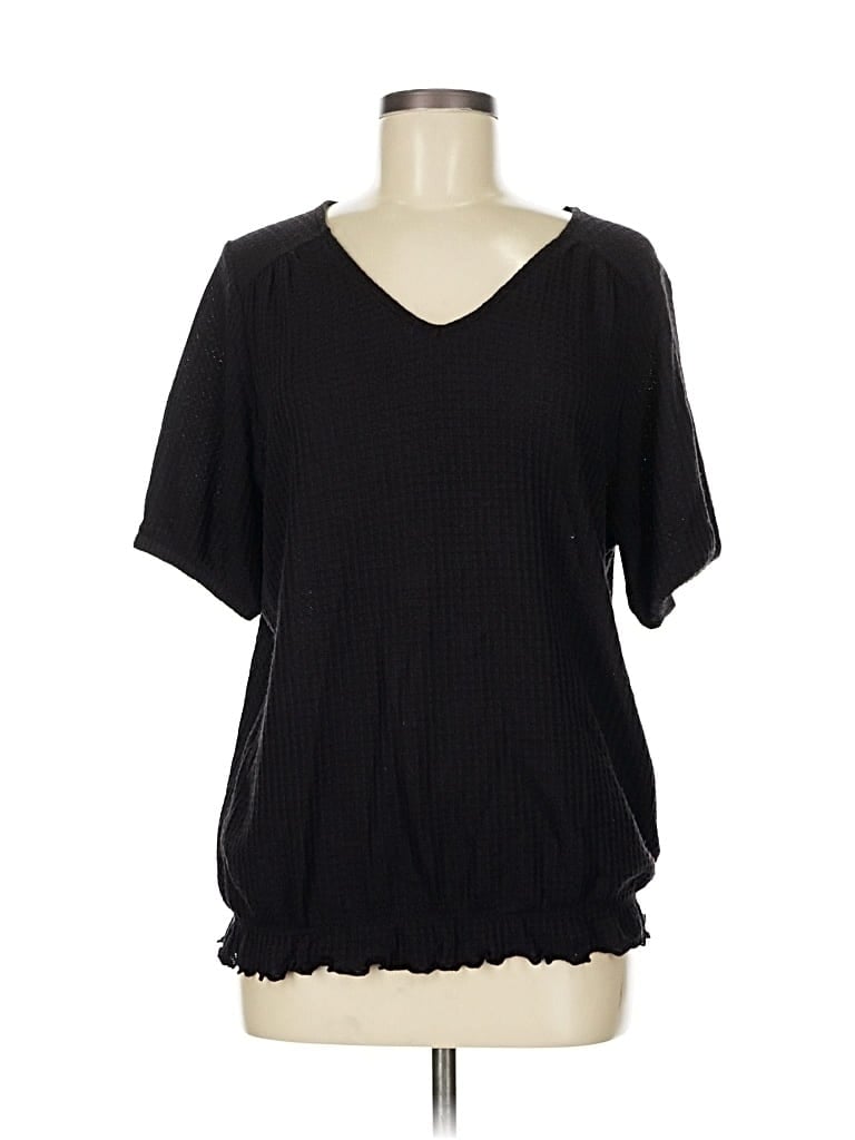 Pre-owned Sonoma Goods For Life Thermal Top Black V Neck Tops