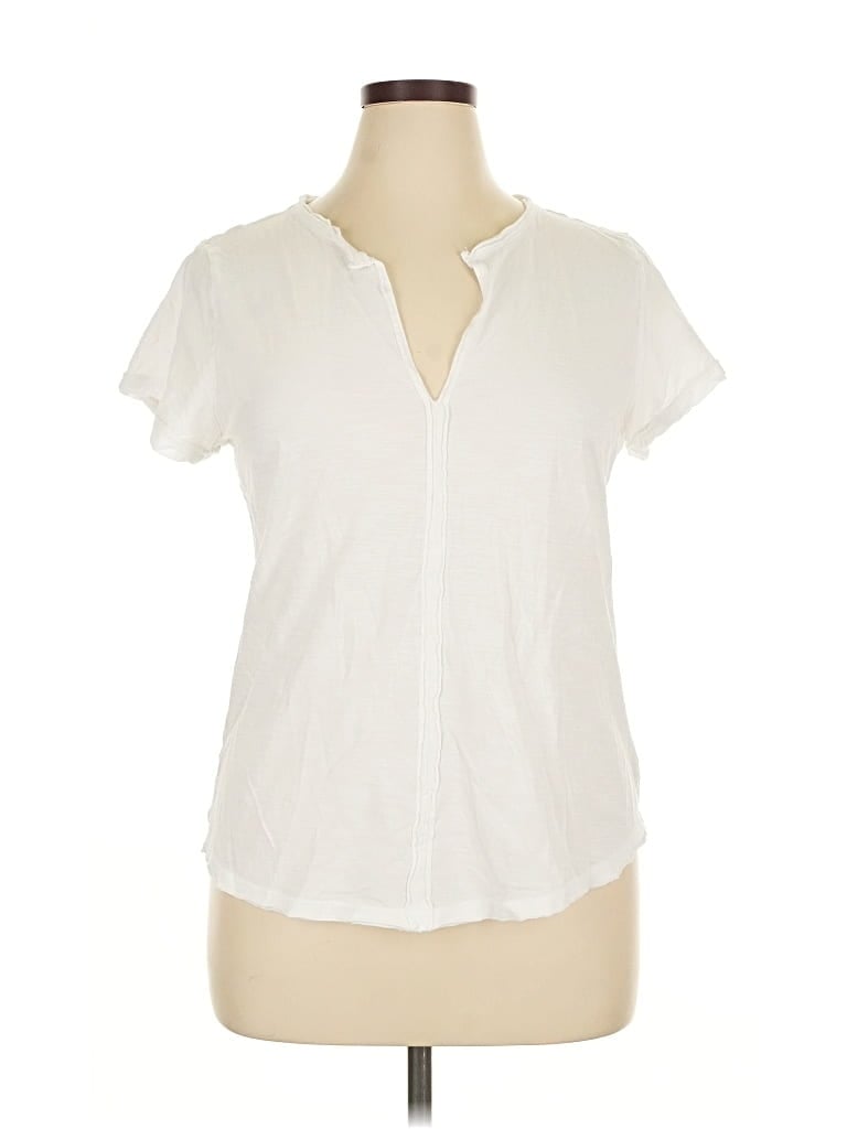 Pre-owned Pilcro Short Sleeve Henley Shirt In White