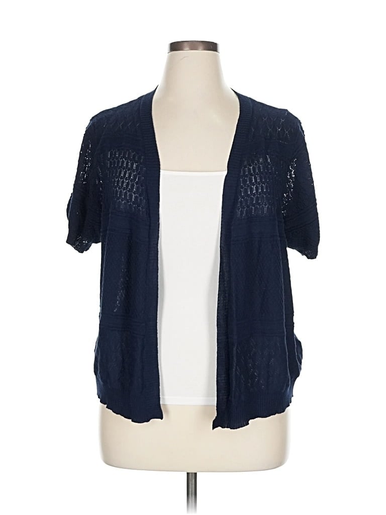 Nina Leonard Cardigan Sweater In Blue