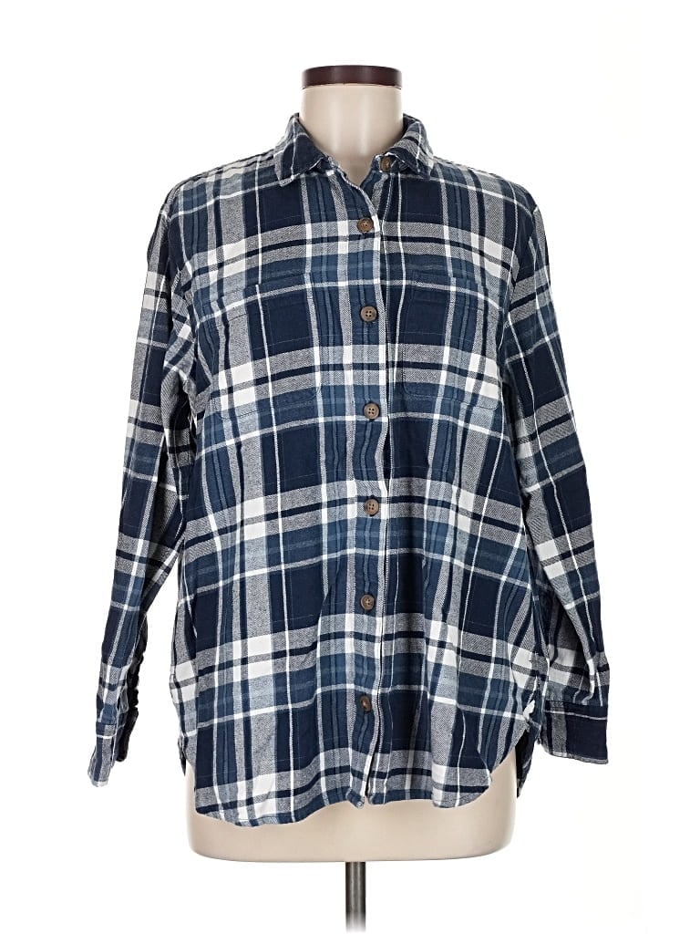 Pre-owned J.crew Factory Store Long Sleeve Button Down Shirt In Blue