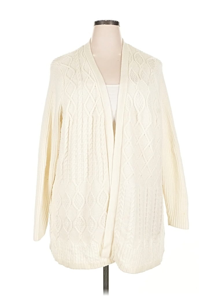 Pre-owned Jessica London Cardigan Sweater In White