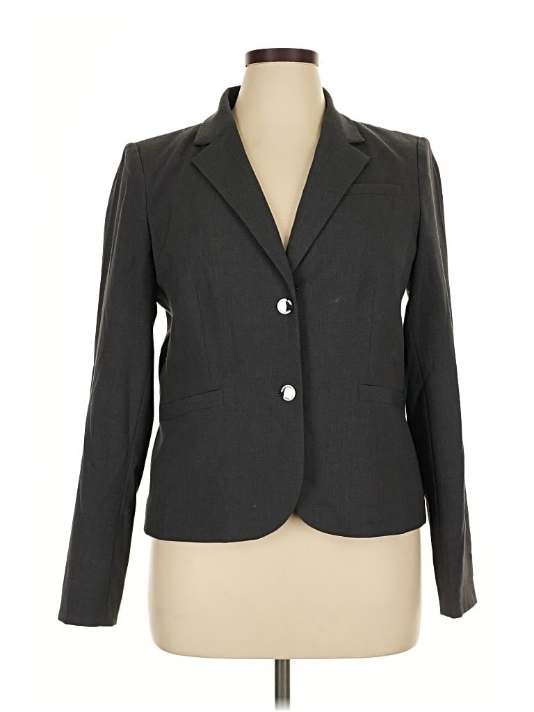 Pre-owned Calvin Klein Long Sleeve Top Gray Square Neckline Tops