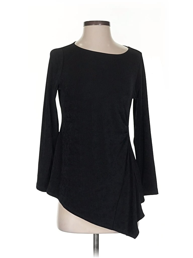 Pre-owned Travelers By Chico's 3/4 Sleeve Top Black Boatneck Tops