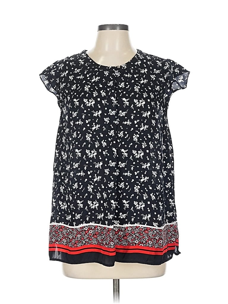 Pre-owned Tommy Hilfiger Short Sleeve Blouse In Black