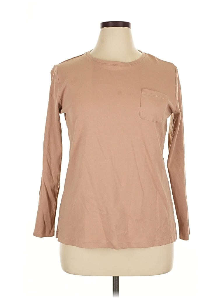 Pre-owned Isaac Mizrahi Live Long Sleeve T-shirt In Brown
