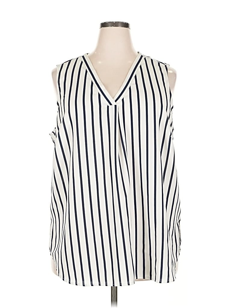 Pre-owned Adrianna Papell Sleeveless Blouse In White