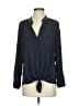 Drew 100% Silk Blue Long Sleeve Silk Top Size S - photo 1