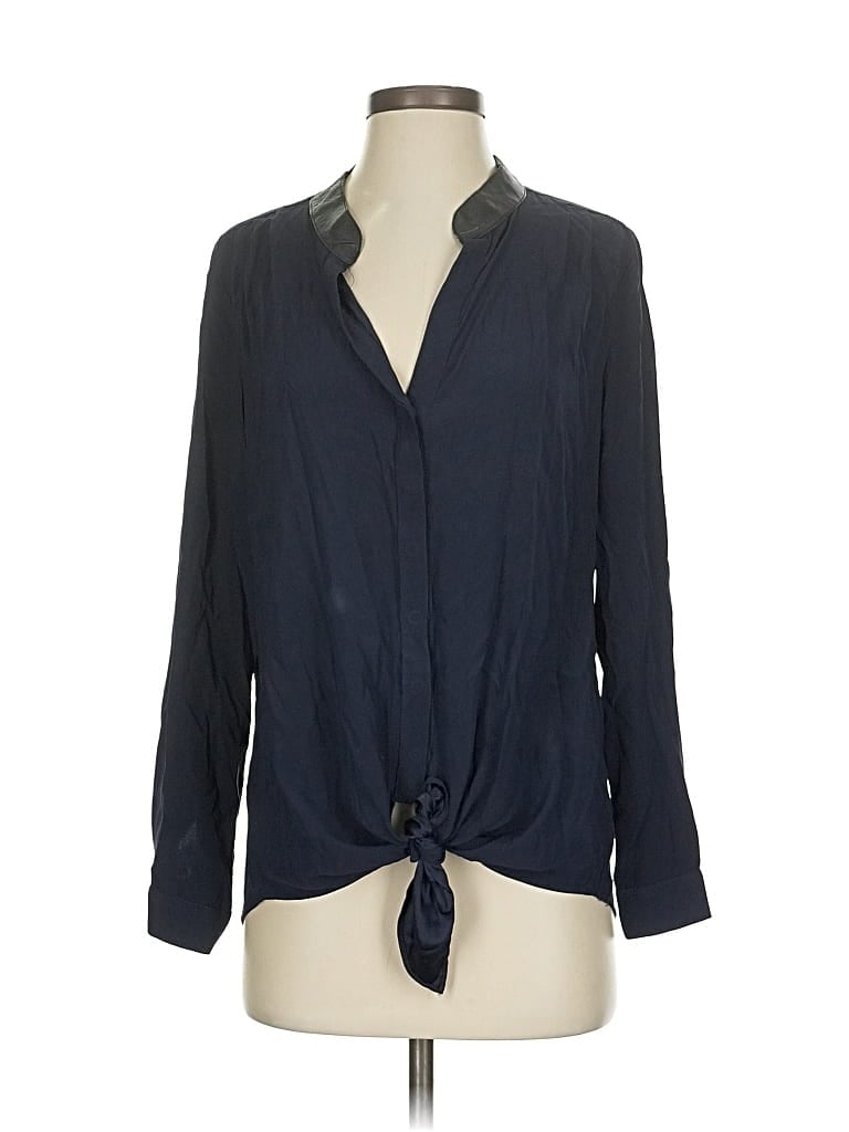 Click to view more detailed imagery on our partner's website Pre-owned Drew Long Sleeve Silk Top Blue Tie Neck Tops