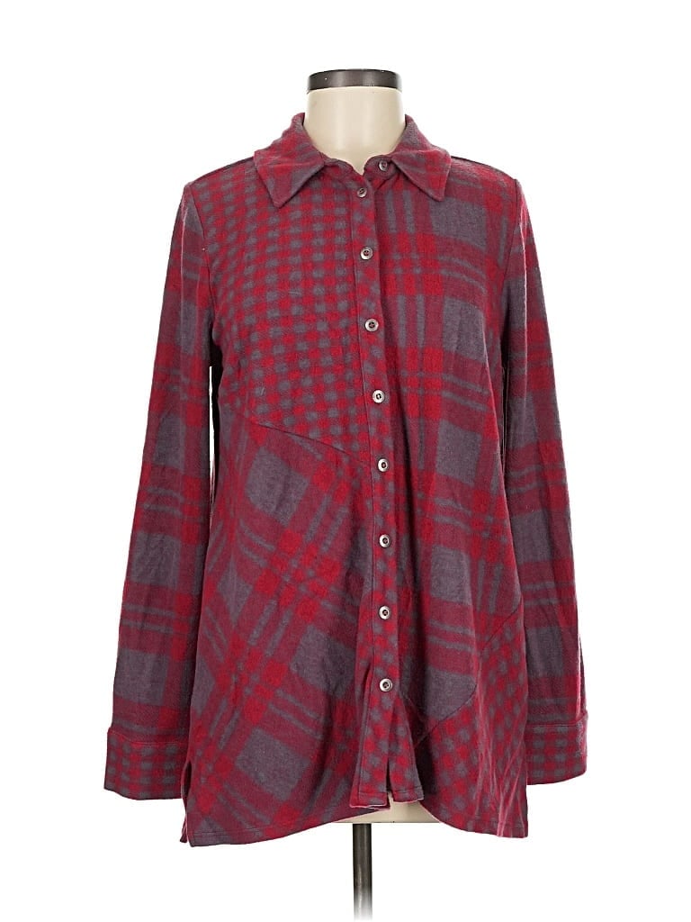 Pre-owned Soft Surroundings Long Sleeve Button Down Shirt In Burgundy