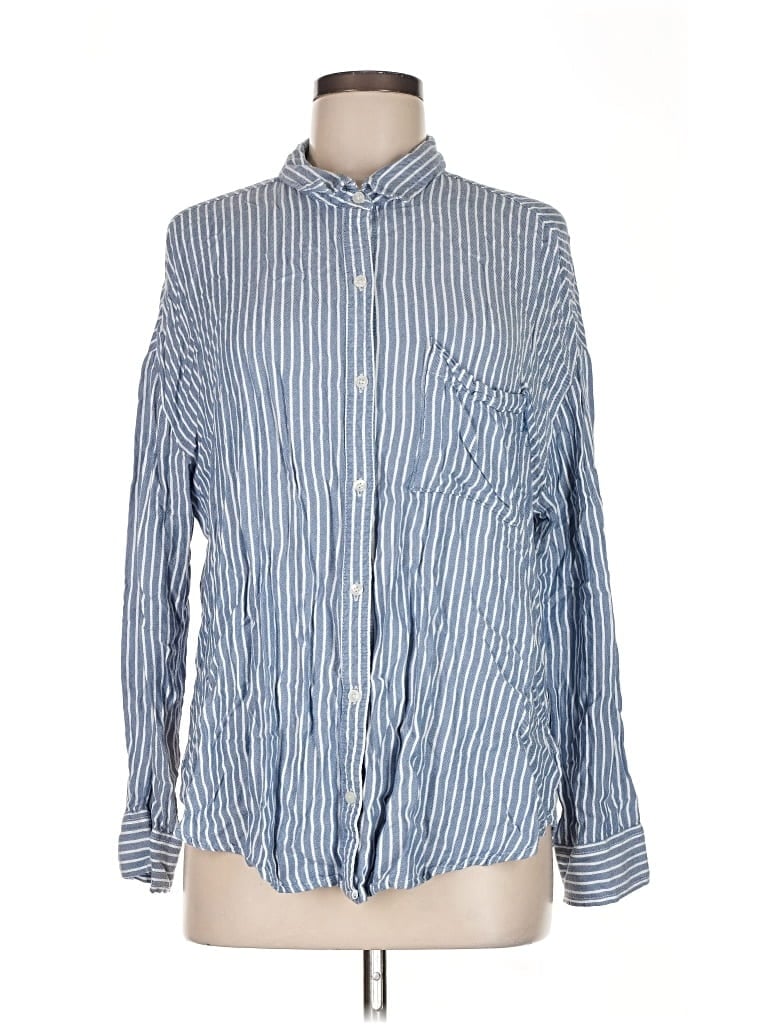 Pre-owned Hollister Long Sleeve Button Down Shirt In Blue