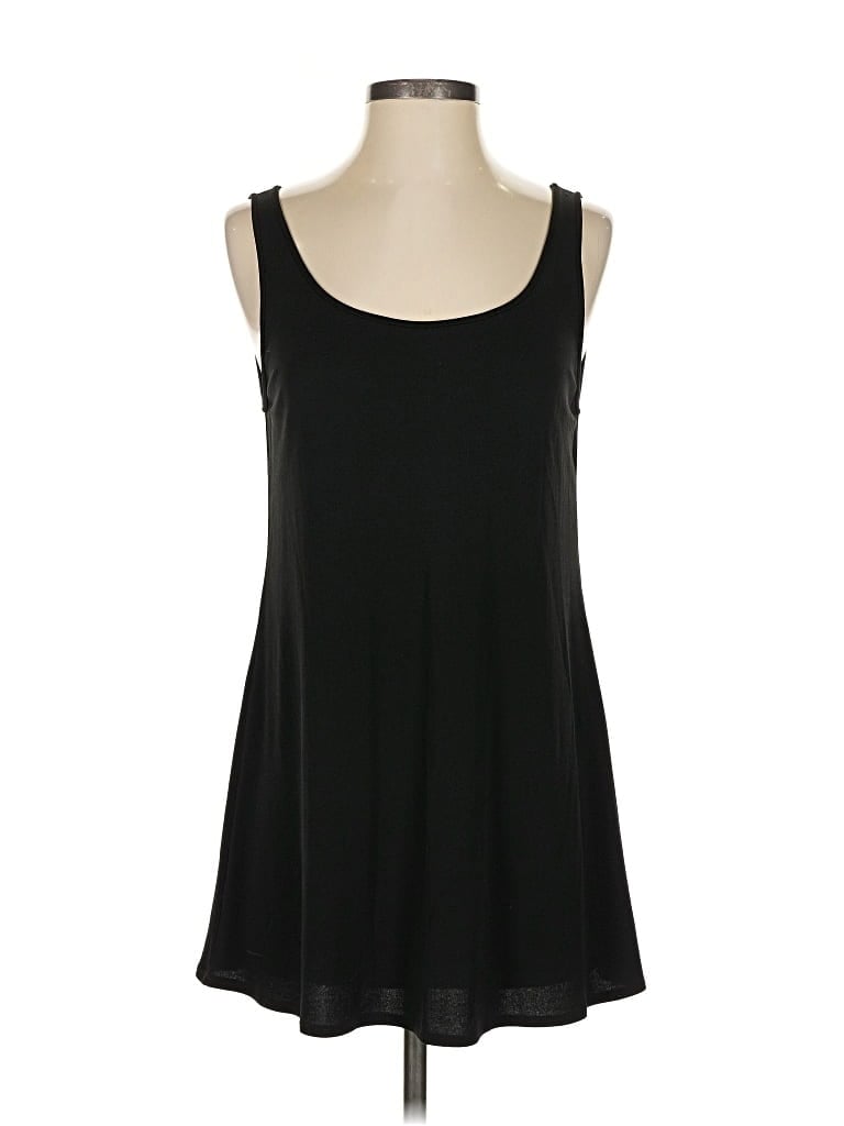 Pre-owned Eileen Fisher Sleeveless Silk Top Black Strapless Neckline Tops