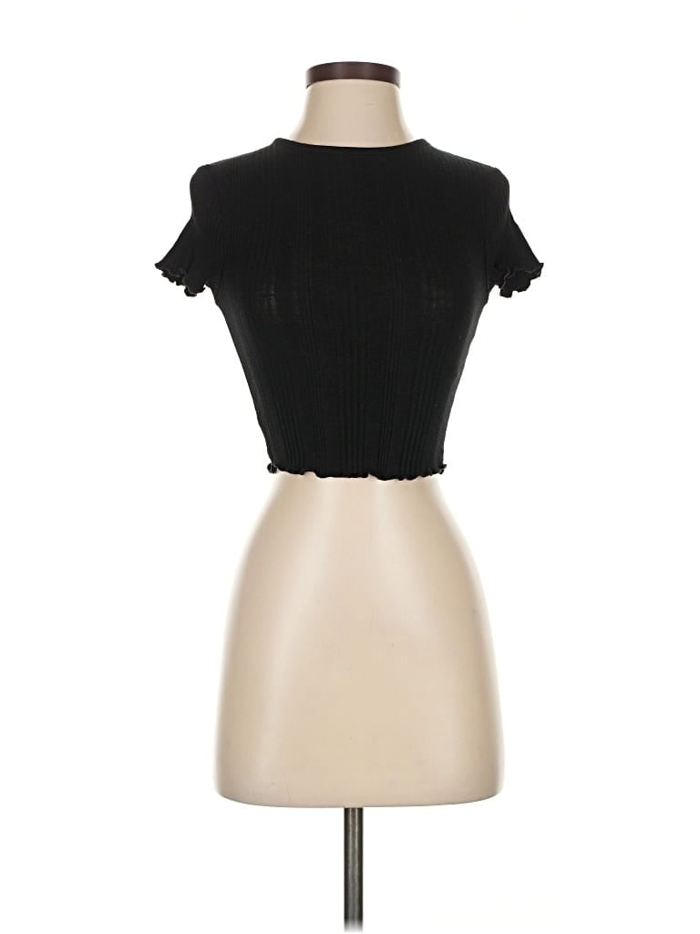 Pre-owned Asos Design Short Sleeve Top Black Keyhole Neckline Tops