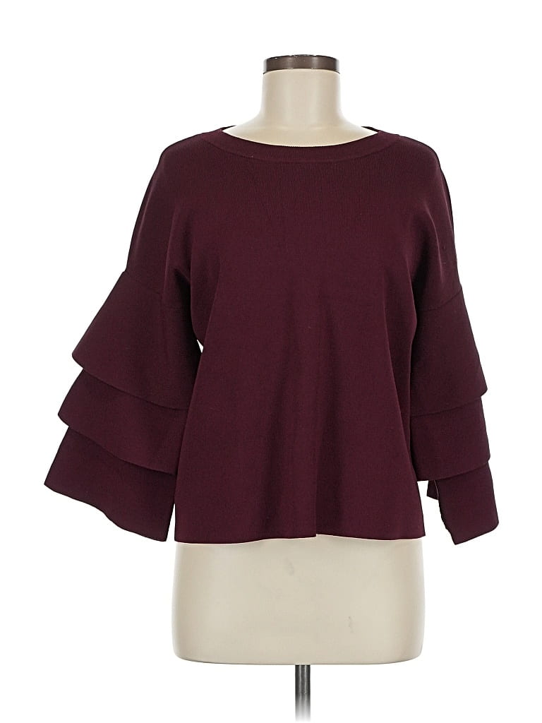 INC INTERNATIONAL CONCEPTS Pre-owned 3/4 Sleeve Top Burgundy Boatneck Tops