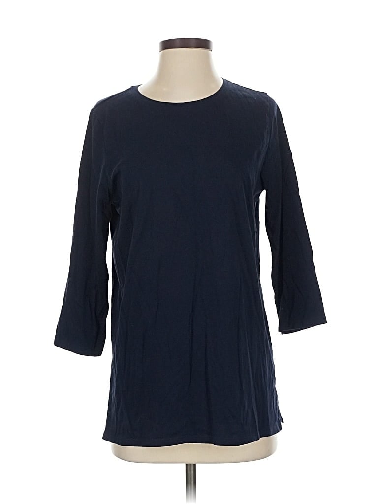 Pre-owned Lands' End 3/4 Sleeve Top Blue Boatneck Tops
