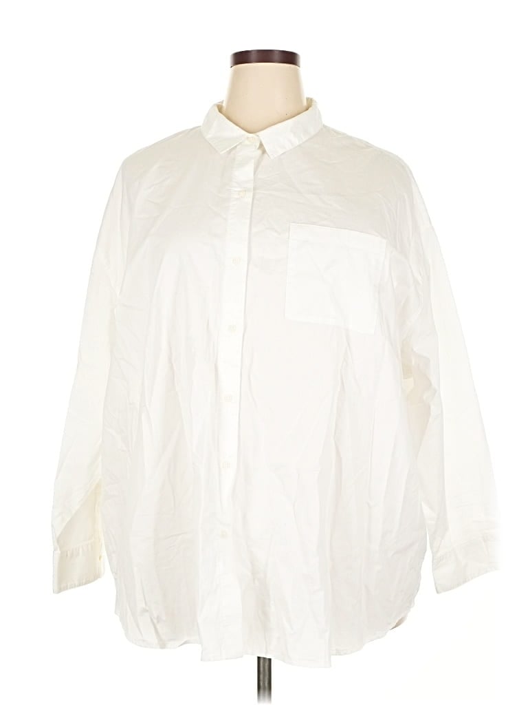Pre-owned Old Navy 3/4 Sleeve Button Down Shirt In White