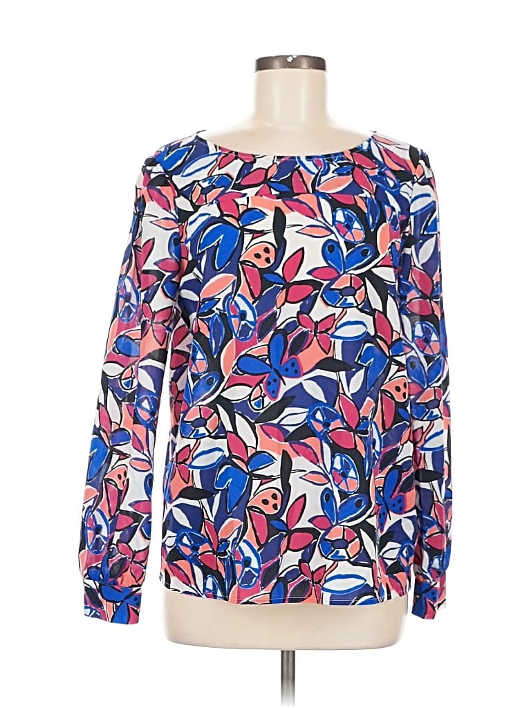 Pre-owned J.crew Factory Store Long Sleeve Blouse In Blue