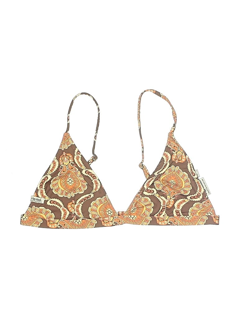 RHYTHM Pre-owned Swimsuit Top Orange Paisley Pattern Swimwear