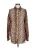 Auguste Animal Print Brown Long Sleeve Button-Down Shirt Size 2 - photo 1