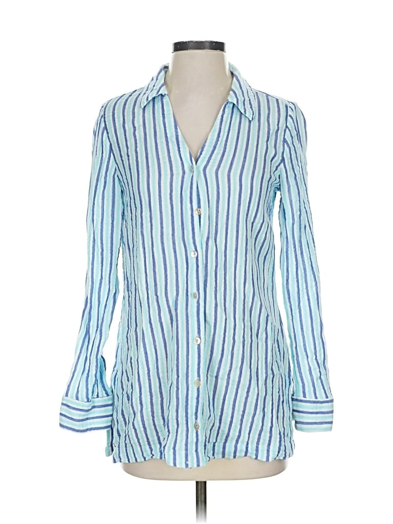 Pre-owned Soft Surroundings Long Sleeve Blouse In Blue
