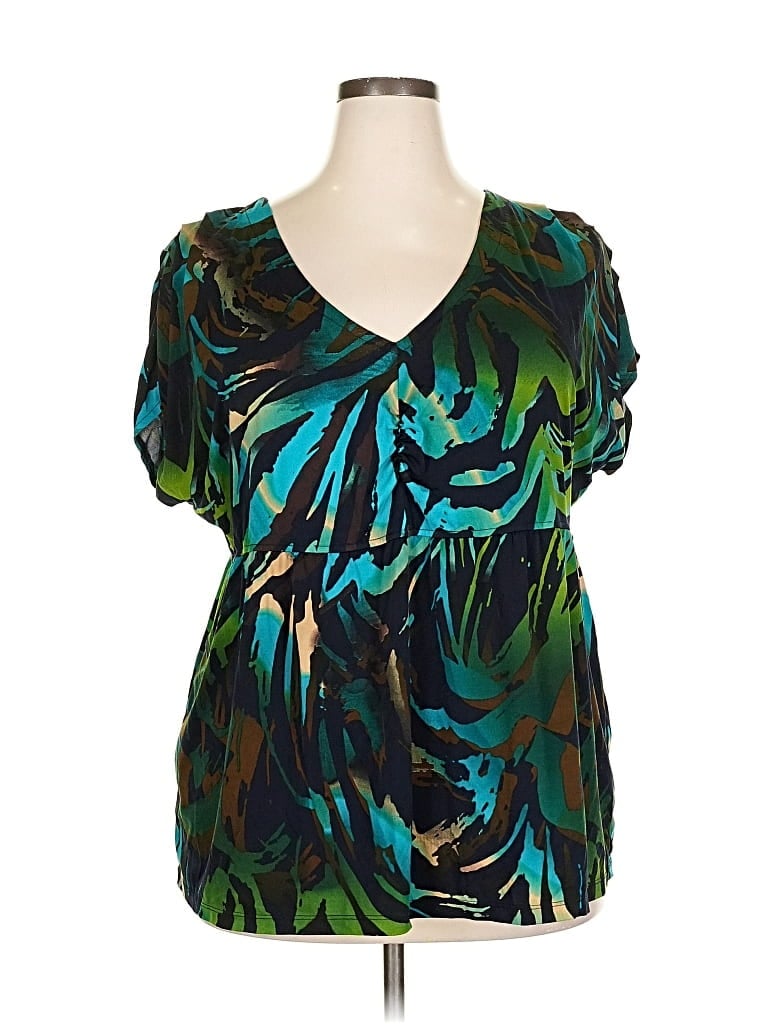 LANE BRYANT Pre-owned Short Sleeve Blouse In Blue