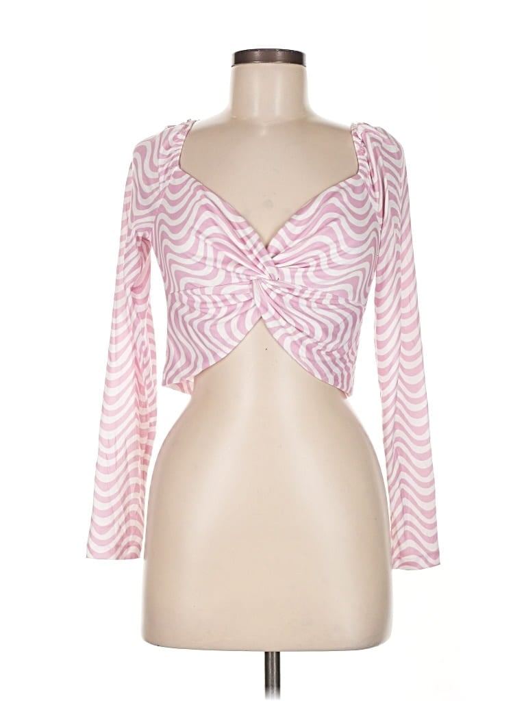 Pre-owned Elodie Long Sleeve Top Pink Sweetheart Neckline Tops