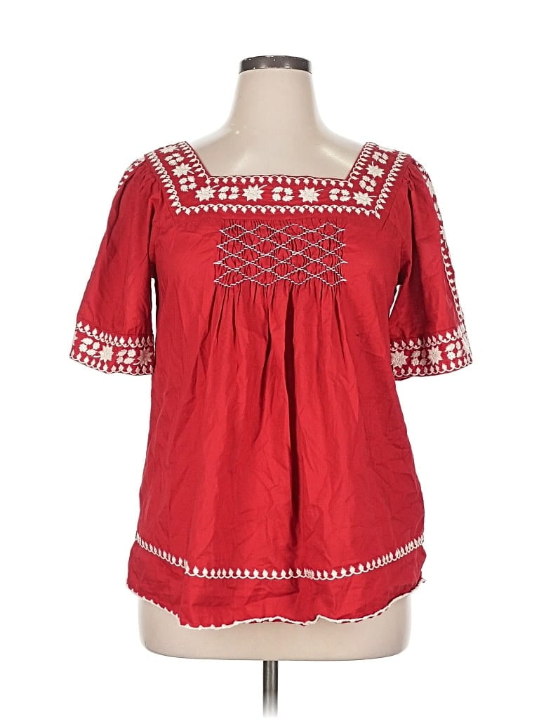 Click to view more detailed imagery on our partner's website Pre-owned Karen Kane Short Sleeve Blouse In Red