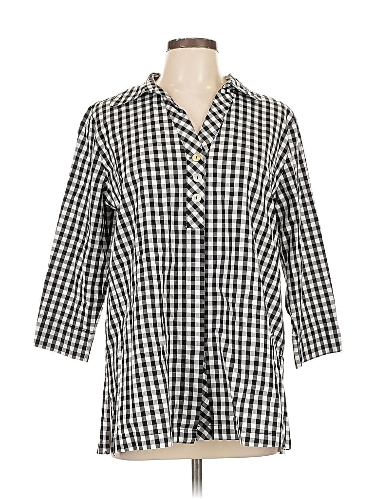 Pre-owned Zac & Rachel 3/4 Sleeve Button Down Shirt In Black